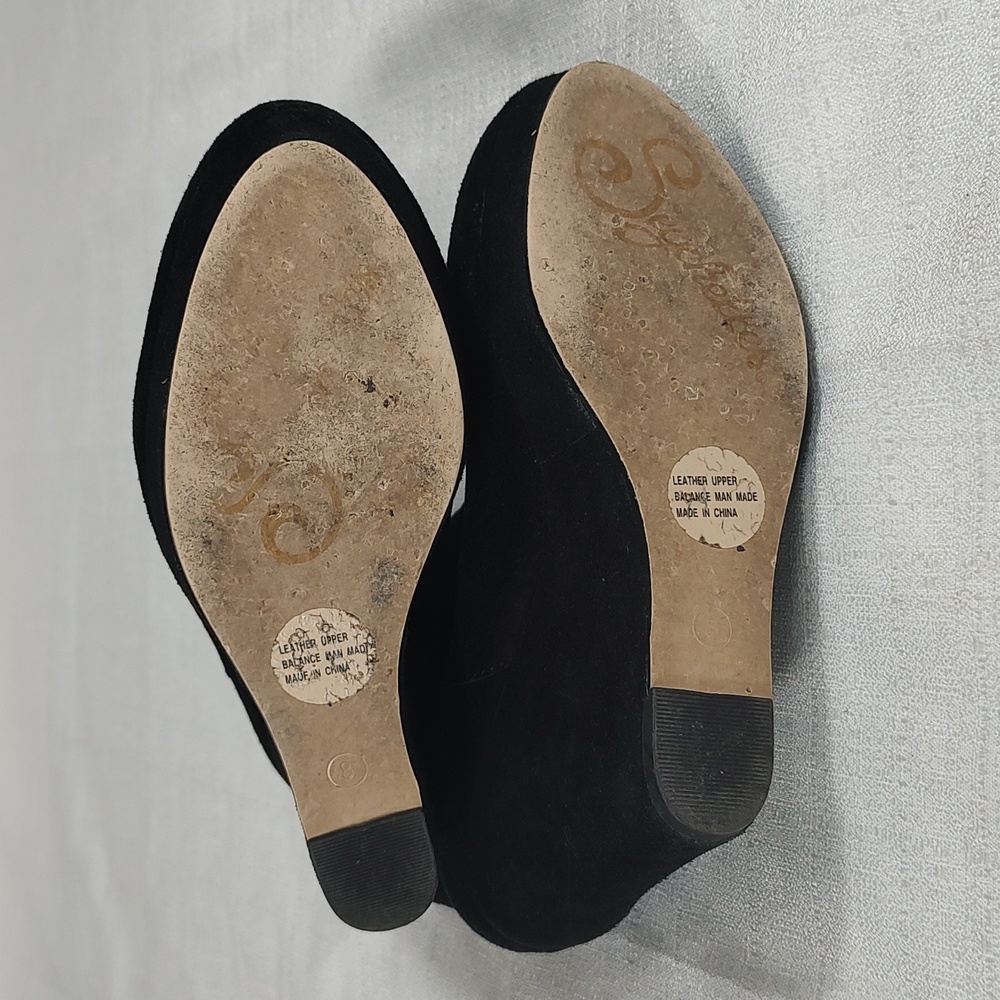 Seychelles Anthropologie Black Leather Wedge Slip On Booties Ladies Size 8 - Picture 3 of 7